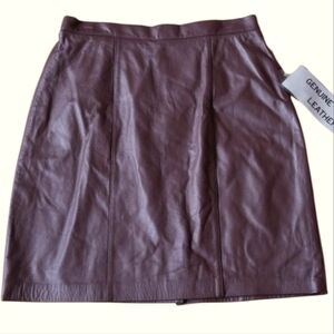 Genuine Leather Women's Skirt - Dark Brown 14